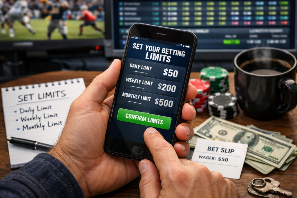 Illustration showing deposit, time, and loss limits for online casino play